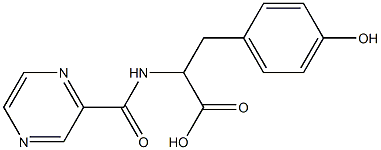 3-(4-hydroxyphenyl)-2-[(pyrazin-2-ylcarbonyl)amino]propanoic acid Struktur