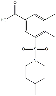 3,4-dimethyl-5-[(4-methylpiperidine-1-)sulfonyl]benzoic acid Struktur