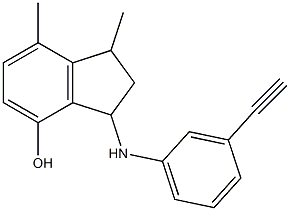 3-[(3-ethynylphenyl)amino]-1,7-dimethyl-2,3-dihydro-1H-inden-4-ol Struktur