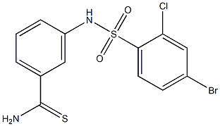 3-[(4-bromo-2-chlorobenzene)sulfonamido]benzene-1-carbothioamide Struktur