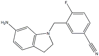 3-[(6-amino-2,3-dihydro-1H-indol-1-yl)methyl]-4-fluorobenzonitrile Struktur