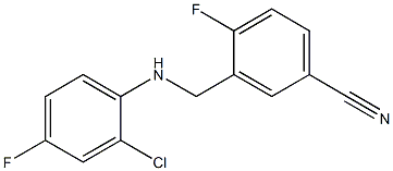 3-{[(2-chloro-4-fluorophenyl)amino]methyl}-4-fluorobenzonitrile Struktur