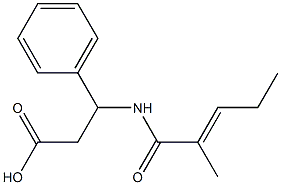 3-{[(2E)-2-methylpent-2-enoyl]amino}-3-phenylpropanoic acid Struktur