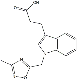 3-{1-[(3-methyl-1,2,4-oxadiazol-5-yl)methyl]-1H-indol-3-yl}propanoic acid Struktur