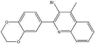 3-bromo-2-(2,3-dihydro-1,4-benzodioxin-6-yl)-4-methylquinoline Struktur