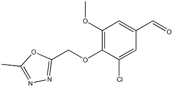 3-chloro-5-methoxy-4-[(5-methyl-1,3,4-oxadiazol-2-yl)methoxy]benzaldehyde Struktur