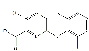 3-chloro-6-[(2-ethyl-6-methylphenyl)amino]pyridine-2-carboxylic acid Struktur