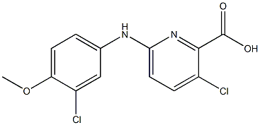 3-chloro-6-[(3-chloro-4-methoxyphenyl)amino]pyridine-2-carboxylic acid Struktur