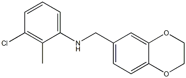 3-chloro-N-(2,3-dihydro-1,4-benzodioxin-6-ylmethyl)-2-methylaniline Struktur