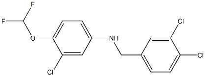 3-chloro-N-[(3,4-dichlorophenyl)methyl]-4-(difluoromethoxy)aniline Struktur