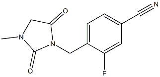 3-fluoro-4-[(3-methyl-2,5-dioxoimidazolidin-1-yl)methyl]benzonitrile Struktur