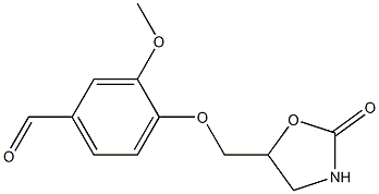 3-methoxy-4-[(2-oxo-1,3-oxazolidin-5-yl)methoxy]benzaldehyde Struktur