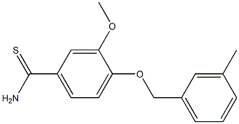 3-methoxy-4-[(3-methylphenyl)methoxy]benzene-1-carbothioamide Struktur