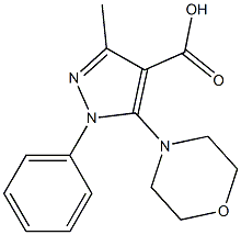 3-methyl-5-(morpholin-4-yl)-1-phenyl-1H-pyrazole-4-carboxylic acid Struktur