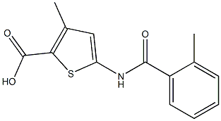 3-methyl-5-[(2-methylbenzoyl)amino]thiophene-2-carboxylic acid Struktur