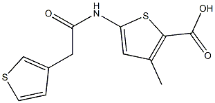 3-methyl-5-[2-(thiophen-3-yl)acetamido]thiophene-2-carboxylic acid Struktur