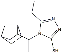 4-(1-{bicyclo[2.2.1]heptan-2-yl}ethyl)-5-ethyl-4H-1,2,4-triazole-3-thiol Struktur