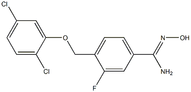 4-(2,5-dichlorophenoxymethyl)-3-fluoro-N'-hydroxybenzene-1-carboximidamide Struktur