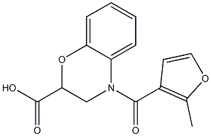 4-(2-methyl-3-furoyl)-3,4-dihydro-2H-1,4-benzoxazine-2-carboxylic acid Struktur