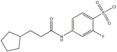 4-(3-cyclopentylpropanamido)-2-fluorobenzene-1-sulfonyl chloride Struktur