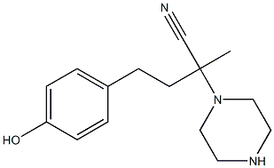 4-(4-hydroxyphenyl)-2-methyl-2-(piperazin-1-yl)butanenitrile Struktur