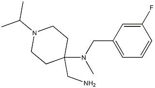 4-(aminomethyl)-N-[(3-fluorophenyl)methyl]-N-methyl-1-(propan-2-yl)piperidin-4-amine Struktur