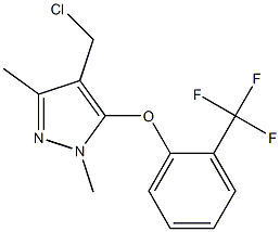 4-(chloromethyl)-1,3-dimethyl-5-[2-(trifluoromethyl)phenoxy]-1H-pyrazole Struktur