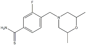 4-[(2,6-dimethylmorpholin-4-yl)methyl]-3-fluorobenzenecarbothioamide Struktur