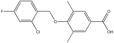 4-[(2-chloro-4-fluorophenyl)methoxy]-3,5-dimethylbenzoic acid Struktur