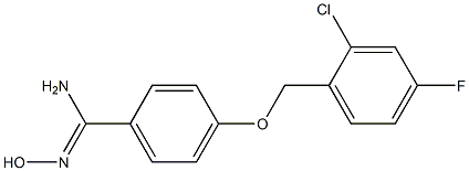 4-[(2-chloro-4-fluorophenyl)methoxy]-N'-hydroxybenzene-1-carboximidamide Struktur