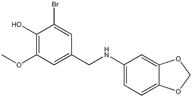 4-[(2H-1,3-benzodioxol-5-ylamino)methyl]-2-bromo-6-methoxyphenol Struktur