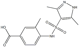 4-[(3,5-dimethyl-1H-pyrazole-4-)sulfonamido]-3-methylbenzoic acid Struktur