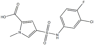 4-[(3-chloro-4-fluorophenyl)sulfamoyl]-1-methyl-1H-pyrrole-2-carboxylic acid Struktur