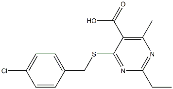 4-[(4-chlorobenzyl)thio]-2-ethyl-6-methylpyrimidine-5-carboxylic acid Struktur