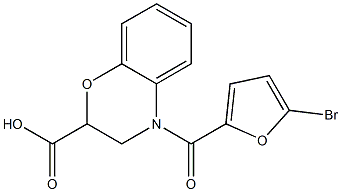 4-[(5-bromofuran-2-yl)carbonyl]-3,4-dihydro-2H-1,4-benzoxazine-2-carboxylic acid Struktur