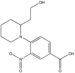 4-[2-(2-hydroxyethyl)piperidin-1-yl]-3-nitrobenzoic acid Struktur