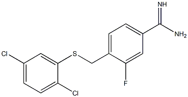 4-{[(2,5-dichlorophenyl)sulfanyl]methyl}-3-fluorobenzene-1-carboximidamide Struktur