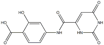 4-{[(2,6-dioxo-1,2,3,6-tetrahydropyrimidin-4-yl)carbonyl]amino}-2-hydroxybenzoic acid Struktur