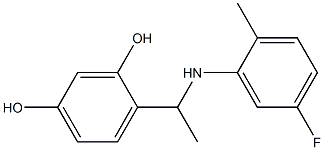 4-{1-[(5-fluoro-2-methylphenyl)amino]ethyl}benzene-1,3-diol Struktur