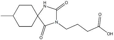 4-{8-methyl-2,4-dioxo-1,3-diazaspiro[4.5]decan-3-yl}butanoic acid Struktur