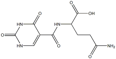 4-carbamoyl-2-[(2,4-dioxo-1,2,3,4-tetrahydropyrimidin-5-yl)formamido]butanoic acid Struktur