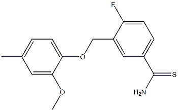 4-fluoro-3-(2-methoxy-4-methylphenoxymethyl)benzene-1-carbothioamide Struktur