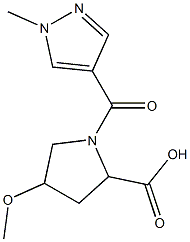 4-methoxy-1-[(1-methyl-1H-pyrazol-4-yl)carbonyl]pyrrolidine-2-carboxylic acid Struktur