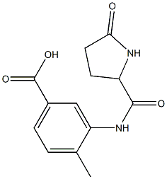 4-methyl-3-{[(5-oxopyrrolidin-2-yl)carbonyl]amino}benzoic acid Struktur