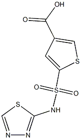 5-(1,3,4-thiadiazol-2-ylsulfamoyl)thiophene-3-carboxylic acid Struktur