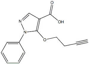 5-(but-3-yn-1-yloxy)-1-phenyl-1H-pyrazole-4-carboxylic acid Struktur