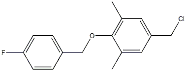 5-(chloromethyl)-2-[(4-fluorophenyl)methoxy]-1,3-dimethylbenzene Struktur