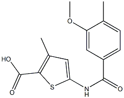 5-[(3-methoxy-4-methylbenzene)amido]-3-methylthiophene-2-carboxylic acid Struktur