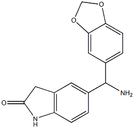 5-[amino(2H-1,3-benzodioxol-5-yl)methyl]-2,3-dihydro-1H-indol-2-one Struktur