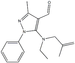 5-[ethyl(2-methylprop-2-en-1-yl)amino]-3-methyl-1-phenyl-1H-pyrazole-4-carbaldehyde Struktur